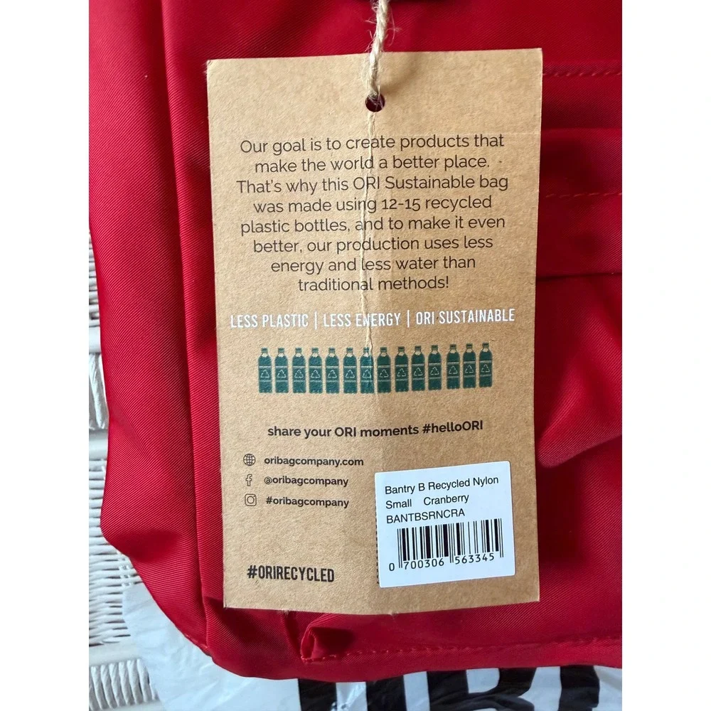 ORI London Bantry B Small Recycled Nylon Backpack Cranberry Red BANTBSRNCRA NWT